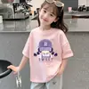 Camisetas de Verano Finas de Algodón Puro para Niñas, Manga Corta, Estampado de Dibujos Animados para Bebé, Manga Media, Nuevas de 2026, Ropa de Verano para Niños