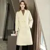 Novo Casaco de Lã de Alta Qualidade com Gola de Terno Rosa para Outono/Inverno 2026, Casaco de Lã de Média Comprimento Dupla Face Casual e Elegante