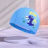 Touca de Natação Infantil Fofa de PU com Logo Imprimível, Alta Elasticidade, Confortável, Secagem Rápida, Não Apertada na Cabeça, Touca de Tecido para Natação à Prova d'Água com Desenho de Estudante