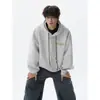 Sudadera con capucha vintage para hombre, peso pesado, bordada, lavada a la arena, nueva para Otoño/Invierno 2026, chaqueta de alta gama, holgada, engrosada, con forro polar