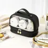 Nueva Bolsa de Maquillaje y Aseo Transparente Bolsa de Lavado de PU Portátil Impermeable de Gran Capacidad Bolsa de Almacenamiento Bolsa Cosmética de Retazos de PVC