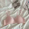 Ropa interior de una pieza para adolescente con ribete de encaje sexy, fina, sin costuras, sin aros, transpirable, push-up, sujetador para adolescente