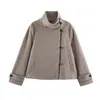 Comercio Electrónico Transfronterizo Estilo Europeo y Americano Ropa de Mujer ZA AliExpress Venta Caliente Moda Casual Chaqueta Corta con Cuello Alto