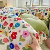 2026 nuevo juego de ropa de cama de cuatro piezas estilo fresco, terciopelo de leche impreso, 200g engrosado