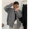 Outono e Inverno Novo Estilo Coreano Fashionável Simples Versátil Cardigã de Tricô Top Feminino Solto Emagrecimento Estilo Preguiçoso Jaqueta Suéter