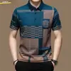 2025 Nuevo Botón Estampado Digital 3D Moda Transfronteriza Moda Masculina Europea y Americana Camisa de Cuello de Solapa a Cuadros Ajustada para Hombre