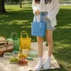 Bolso de mano perforado de EVA, bolsa de almuerzo portátil para picnic al aire libre, bolsa de playa para mujer, se puede decorar DIY en verano