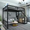 Cama Loft Nórdica Simple de Hierro con Gabinete Cama de Hierro para Dormitorio Doméstico Apartamento para Estancia en Casa Cama Loft Multifuncional para Estudiante