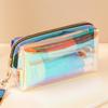 Nueva bolsa de cosméticos de viaje de TPU transparente con láser colorido, pequeña bolsa de almacenamiento de viaje colorida, bolsa de cosméticos con estilo colorido