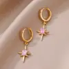 Pendientes de Estrella de Ocho Puntas con Circonita Incrustada Estilo Retro de Lujo Ligero Transfronterizos Pendientes Solares Diseño de Nicho Simples y Versátiles Venta al por Mayor