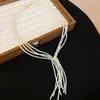 Collar de Cadena para Suéter con Perlas y Cuentas de Cristal Transfronterizo Europeo y Americano, Estilo Único y de Nicho, Cadena Versátil para Suéter, Cadena para el Cuello con Sensación de Lujo Ligero y Gama Alta