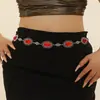 Nueva cadena de cintura de metal estilo Dai Accesorios de cintura de rubí Cadena corporal para danza del vientre Joyería de cadena de cintura a juego Venta al por mayor