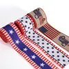 Fita de Dia da Independência Americana Transfronteiriça com Borda de Arame de Ferro, Fita com Estampa de Bandeira dos EUA para Carro, Laço de Fita de Cetim Feito à Mão