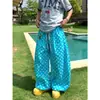 Comercio Transfronterizo Unisex Casual Pantalones de Pierna Ancha Lunares Dopamina Estampado Trendy Pantalones Largos Tga Verano Estilo Americano Transpirable