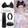 Traje antiguo Hanfu Ming peluca moño orejas de gato lindas bolsa para el cabello palito de algodón para el cabello pieza de cabello lacio juego completo traje de combinación de joyería