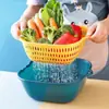 Cesta de drenaje de plástico de doble capa, cuenco multifuncional para lavar frutas, cesta para lavar verduras, cesta colgante de almacenamiento para cocina