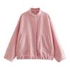 Moda Femenina Europea y Americana Transfronteriza Aliexpress Ins Popularidad Alta Cuello Alto Bolsillo Holgada Chaqueta Bomber