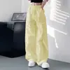 Pantalones casuales no transparentes de secado rápido para mujer, pantalones ligeros de verano de pierna ancha que estilizan, pantalones cargo plisados de cintura alta talla grande