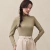 Top de camisa base feminina com Bariyang Velvet Protein Crewneck Mid-collar outono e inverno meia-alta Colarinho Outer Wear Warm