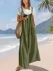 Mono con tirantes estampado estilo perezoso de verano 2026 Holgado Casual Ropa para mujer Estilo transfronterizo europeo y americano Vacaciones