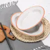 Prato de Melamina Estilo Nórdico Prato Oval Louça de Porcelana Restaurante Criativo Prato Retrô Prato de Frutas de Plástico