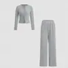 2026 Novo Estilo Aliexpress Amazon Europeu e Americano Suprimento Transfronteiriço Casual Slim-Fit Botão Manga Longa Calça de Perna Larga Conjunto