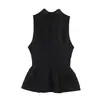 Ropa de Mujer Transfronteriza 2026 Moda Europea y Americana Falda Corta Ajustada Dobladillo Sin Mangas Cuello Alto Chaleco Gilet Mujer B56336