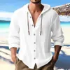 Camisa con capucha para hombre de moda primavera y verano 2026, color liso, texturizada, top casual de manga larga, Amazon transfronterizo.