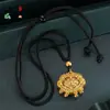 Colgante de Campana de la Paz con Candado Estilo Influencer, Campana Dorada Hueca Chapada en Oro Antiguo con Cordón Trenzado, Collar Vintage
