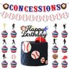 Decoração de festa de aniversário com tema de beisebol transfronteiriço, bolo com bandeira, fileira de inserção, balão em formato de favo de mel, atacado e personalização