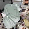 Conjunto Esportivo Casual para Corrida Feminino, Estilo Coreano de Verão, Solto, Estiloso, Shorts de Manga Curta, Conjunto de Duas Peças para Estudantes, Moderno