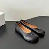 Versión de Piel de Oveja~Zapatos de Cuero Genuino Plegados de Suela Blanda con Punta Dividida para Mujer, Zapatos Mary Jane de Pezuña de Cerdo, Zapatos Pequeños de Cuero Negros, Mocasines Planos