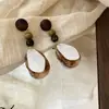 Pendientes de Corazón de Madera Color Café Transfronterizos Europeos y Americanos, Pendientes Estilo Retro Maillard, Pendientes de Diseño de Nicho para Mujer