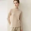 Suéter 100% Caxemira Feminino Outono Inverno Novo Estilo Gola Meia Alta Borda Enrolada Tricô Camada Base Suéter Solto Emagrecedor Roupa de Baixo Top