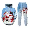 Presente de Natal 2024 Calça de Moletom Estampada 3D para Homens e Mulheres com Conjunto de Moletom de Natal Cabelo Liso