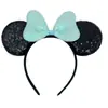Faixa de Cabelo com Lantejoulas Cruzadas Laço do Mickey Acessórios de Cabelo com Laço do Mickey Mouse Grampo para Cabelo Vestido de Jardim Faixa de Cabelo Foto Real