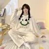 [Colección] Pijamas de otoño e invierno para mujer, cálido conjunto de franela de manga larga de forro polar de coral, ropa de estar linda y elegante