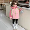 Cortavientos con Capucha de Bloques de Color para Niña Primavera Otoño 2026 Nuevo Estilo Chaqueta Abrigo Impermeable Elegante de Moda para Bebé Niña Tendencia
