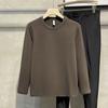 Capa base térmica de manga larga gruesa de doble cara para otoño para hombre, camiseta cálida de manga larga con cuello semi-alto, versátil para estudiantes, estilo Ins para otoño e invierno