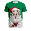 Ropa Festiva de Santa Claus Nueva Europea y Americana 2024 Impresión Digital 3D Juvenil Casual Holgada Cuello Redondo Manga Corta