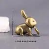 Coelho da Sorte em Latão Sólido Animal de Estimação de Chá Criativo para Casa Ornamento Requintado Ornamento Artesanal de Cobre Puro para Interior de Carro
