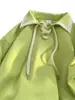 Sudadera con cuello polo para mujer, nuevo estilo coreano de verano, holgada de longitud media, estilo fino de principios de otoño, chaqueta tipo top con lazada, moderna