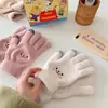 Luvas para Mulheres no Outono e Inverno, Quentes e Fofas Estilo Coreano para Estudantes, com Forro de Fleece, Espessadas para Ciclismo, à Prova de Frio de Cinco Dedos, Luvas de Algodão Compatíveis com Tela de Toque