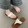 Chinelos Planos Sapatos Femininos Verão 2025 Nicho Francês Bonitos Fivela de Metal Chinelo Sandálias de Férias Sapatos Femininos