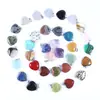 Fabricante Transfronteiriço Pedra Natural Pingente em Forma de Coração Quartzo Rosa Ágata Coração de Pêssego Colar Acessórios DIY Atacado Cristal Natural