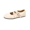 Zapatos Mary Jane retro franceses cruzados para mujer, nueva colección otoño 2026, bailarinas planas, zapatos pequeños de cuero cómodos de punta baja
