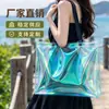 Bolsa Tote Holográfica a Laser PVC Colorida Logo Personalizado Transparente Gelatina Tendência Sacola Plástica de Presente Pequenas Quantidades Presentes