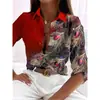 Comercio exterior transfronterizo 2024 estilo europeo y americano cárdigan de mujer camisa de manga larga estampado 3D pluma cuadros top versátil
