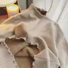 Outono e inverno de 2024 explosões gola semi-alta canelada estilo estrangeiro interior com forro de fleece acolchoado camisa base de manga comprida peça única top de veludo