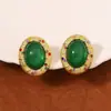 Brincos de argola redondos geométricos com incrustação de diamantes, elegantes, de luxo leve, versáteis e personalizados, de corte europeu e americano, nova moda